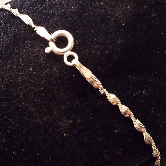 ITALIAN 925 DIAMOND CUT TWIST CHAIN 7" L. BRACELET 14 - Picture 2 of 3